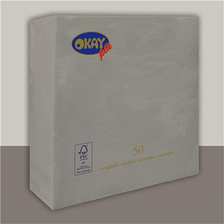 Tovagliolo Ovatta 2v 33x33cm 50pz  Grigio Satin