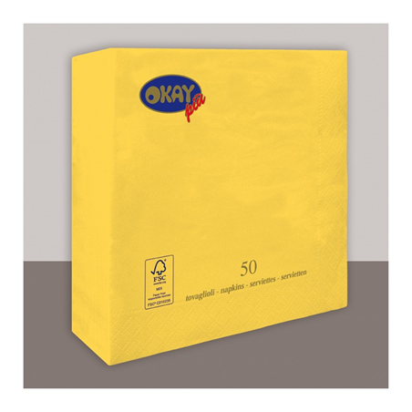 Tovagliolo Ovatta 2v 33x33cm 50pz  Giallo Limone