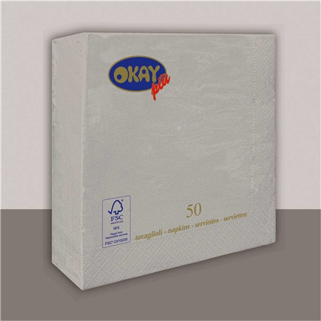 Tovagliolo Ovatta 2v 33x33cm 50pz  Argento
