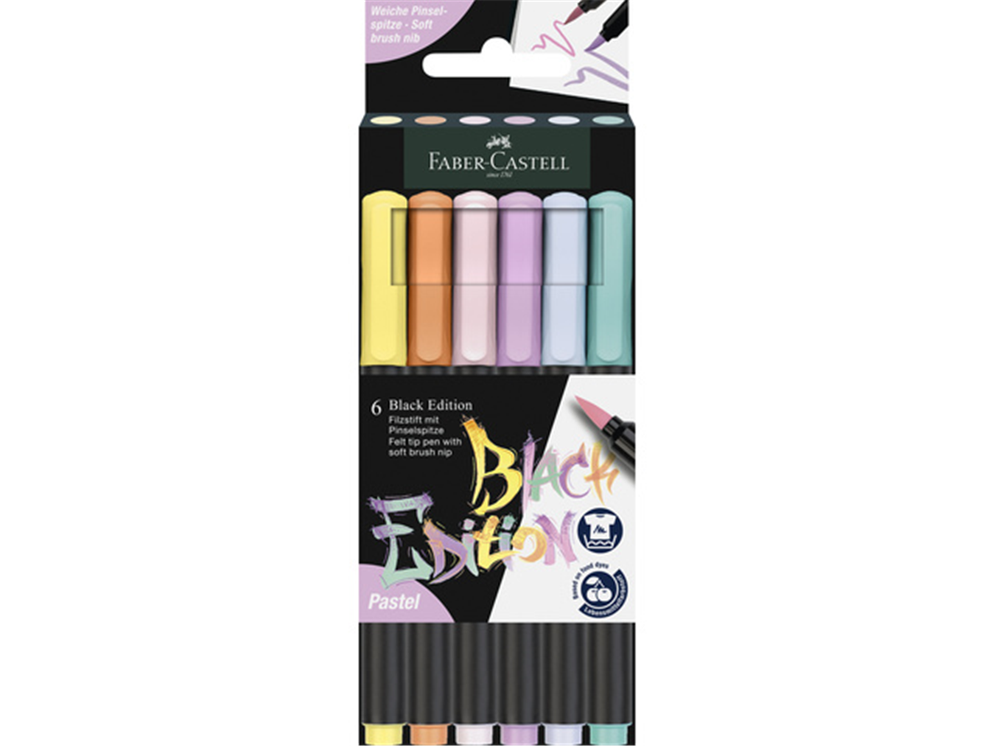 Set 6 Pennarelli Pastel Punta A Pennello Black Edition — immagine 2