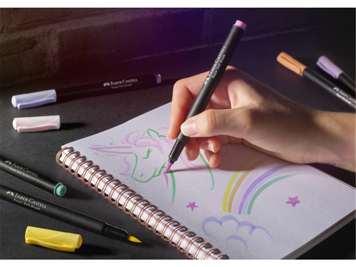 Set 6 Pennarelli Pastel Punta A Pennello Black Edition — immagine 3