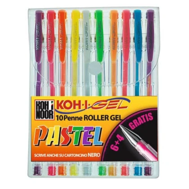 Astuccio 10 Penne Roller Gel Pastel-Colori Pastello | Kohinoor
