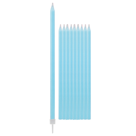 Candela Torta Magica C/sostegno 15.5cm 10pz Azzurro
