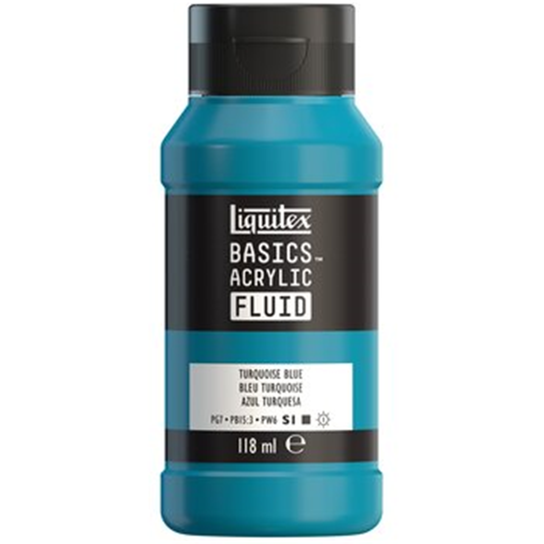 Colore Acrilico Basics Fluid 118 Ml. 046-Blu Turchese — immagine 2