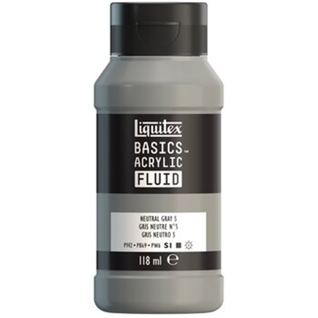 Colore Acrilico Basics Fluid 118 Ml. 599-Grigio Neutro N° 5 — immagine 2