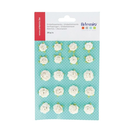 Blister Decorazioni In Carta Pezzi 20 Mini Rose Bianche