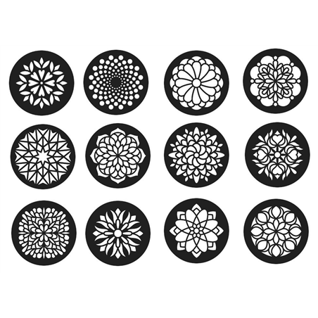 Set Stencil Pezzi 12 Ø Cm. 7 Per Decorare Ciottoli Di Legno