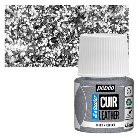 Colore Setacolor Pelle 45ml Glitter Argento