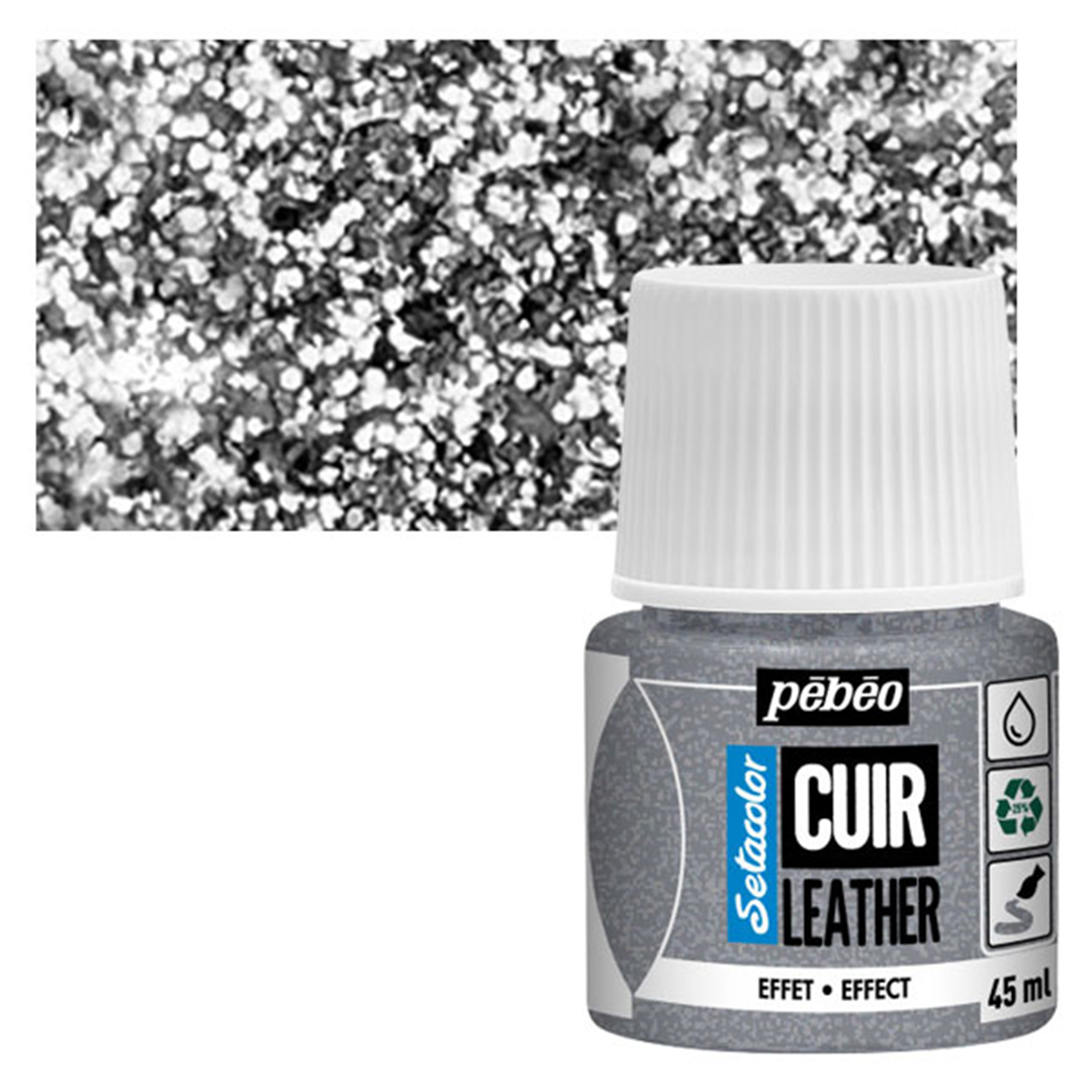 Colore Setacolor Pelle 45ml Glitter Argento