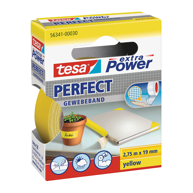 Adhesive Tape Cloth 19mmx2,7mt Yellow 56341 Xp Perfect | Tesa