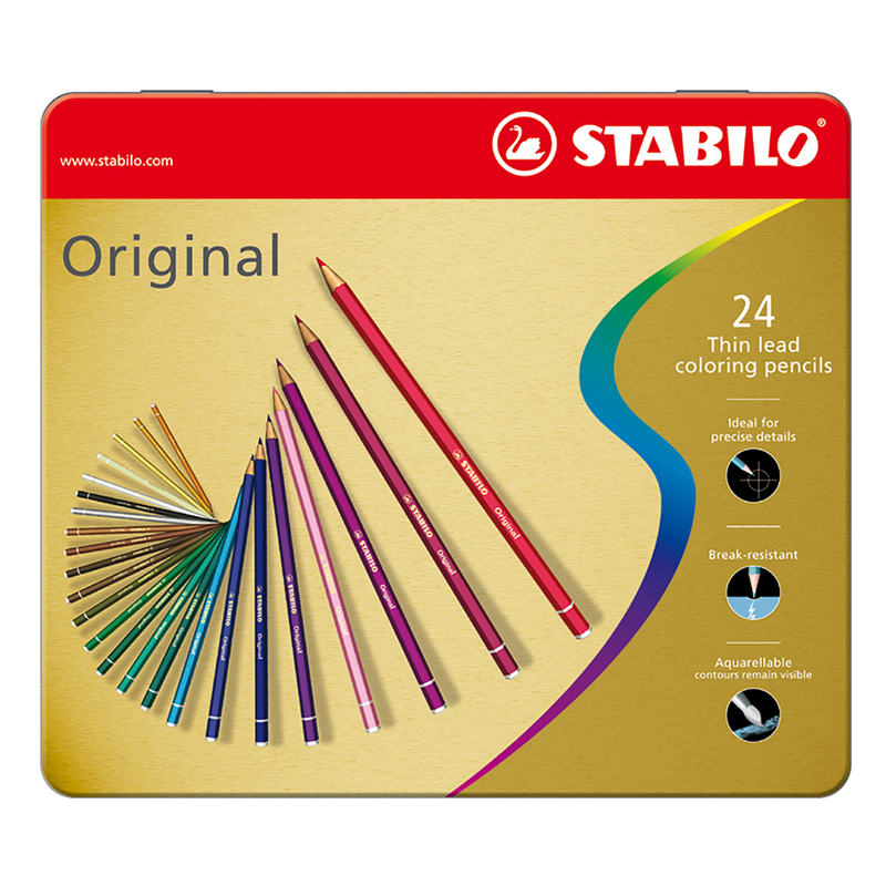 Matita colorata Premium - STABILO Original - Scatola in Metallo da 24 - Colori assortiti