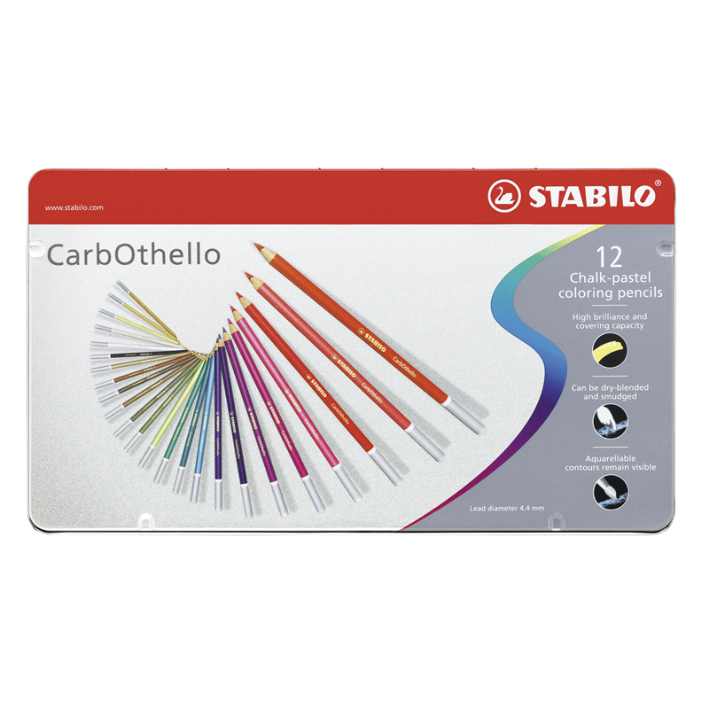 premium colored pencil - stabilo carbothello - metal box of 12 - assorted colors
