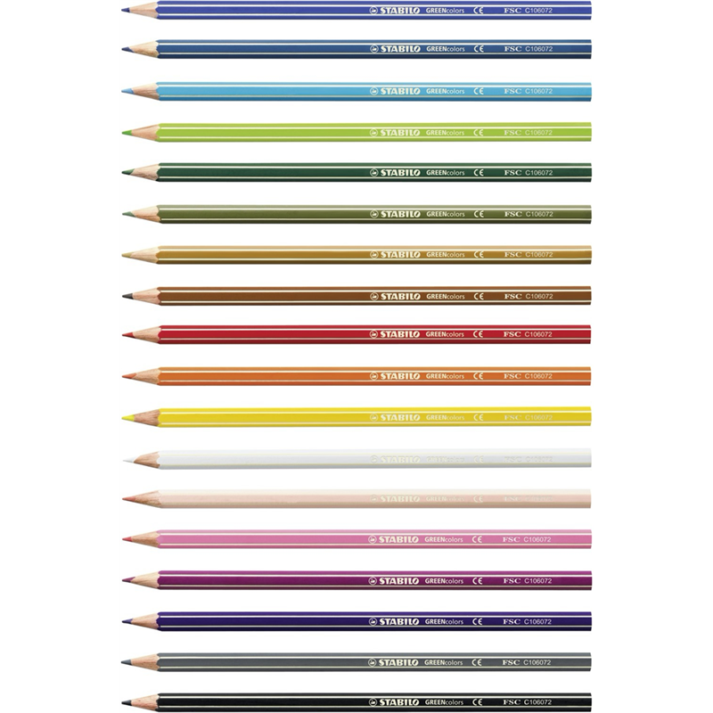 eco-friendly colored pencil - stabilo greencolors - box of 18 - assorted colors