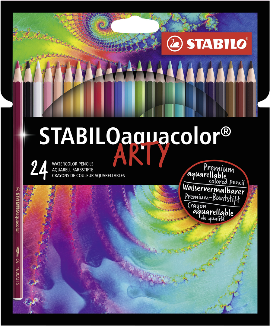 MATITA COLORATA ACQUARELLABILE - STABILOAQUACOLOR - ARTY - ASTUCCIO DA 24 - COLORI ASSORTITI — immagine 2