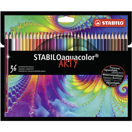 MATITA COLORATA ACQUARELLABILE - STABILOAQUACOLOR - ARTY - ASTUCCIO DA 36 - COLORI ASSORTITI