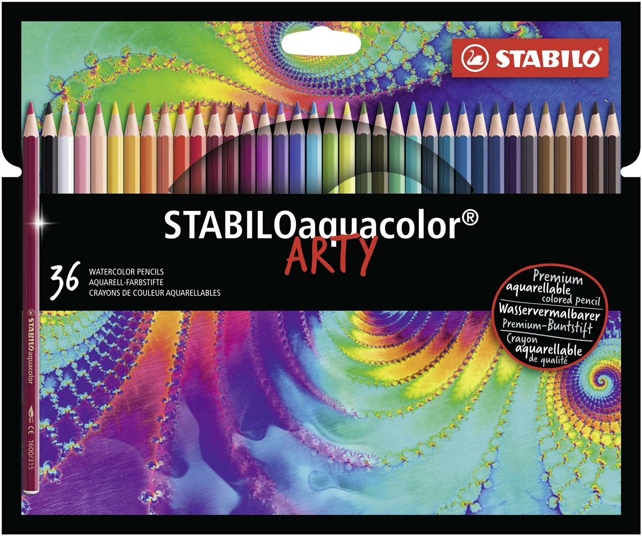 MATITA COLORATA ACQUARELLABILE - STABILOAQUACOLOR - ARTY - ASTUCCIO DA 36 - COLORI ASSORTITI — immagine 2