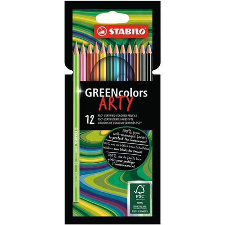 Matita colorata Ecosostenibile - STABILO GREENcolors - ARTY - Astuccio da 12 - Colori assortiti