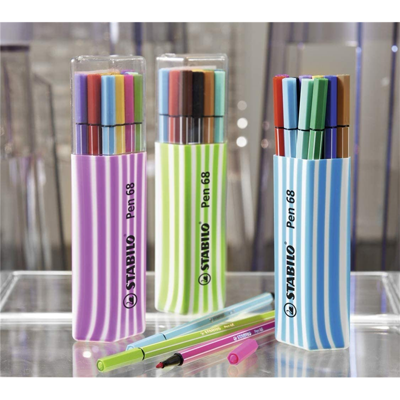 Pennarello Premium con punta a pennello - STABILO Pen 68 brush - ARTY -  Astuccio da 10 - Colori assortiti - STABILO - Cartoleria e scuola