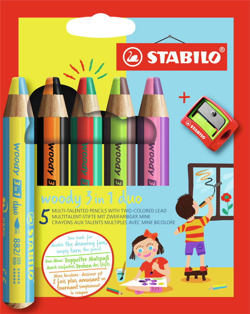 SET STABILO WOODY 3 IN 1 DUO PEZZI 5 + TEMPERINO — immagine 3