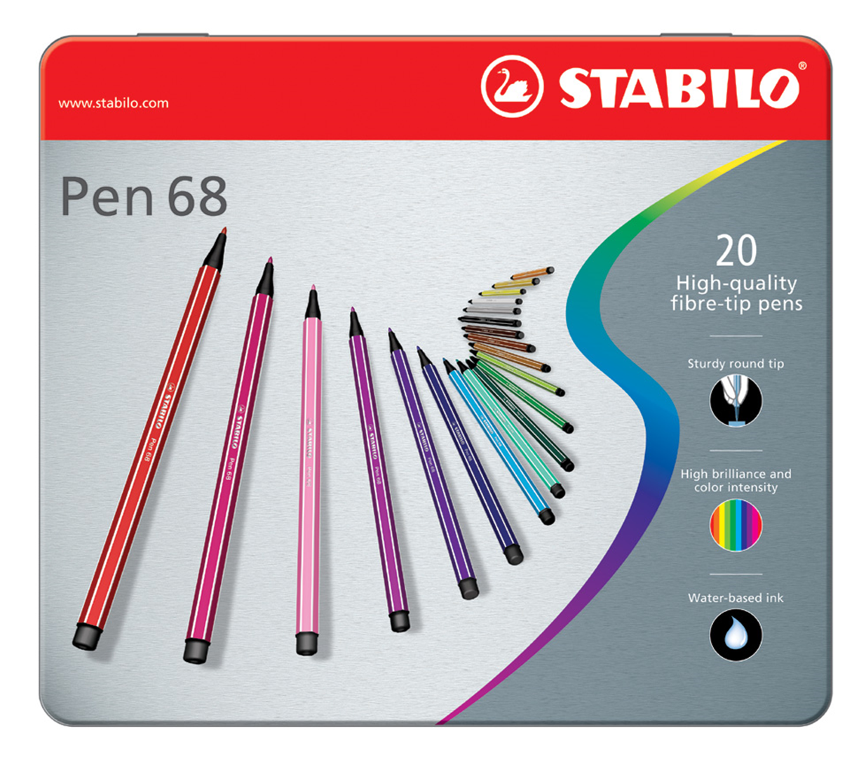PENNARELLO PREMIUM - STABILO PEN 68 - SCATOLA IN METALLO DA 20 - COLORI ASSORTITI