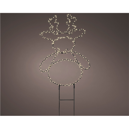 Renna Metallo Con 280 Led Esterno H47cm Colore Nero-Luce Bianca Calda