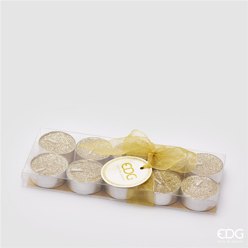 Candela Tealight Glitter 10pz Oro Chiaro | Edg Di De Gasperi Luigi Enzo