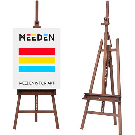 VISWIN Studio - Cavalletto ad H, inclinabile, piatto e regolabile, in legno di faggio, per pittura, grande cavalletto mobile per adulti, artisti, può contenere 1 o 2 tele fino a 198 cm