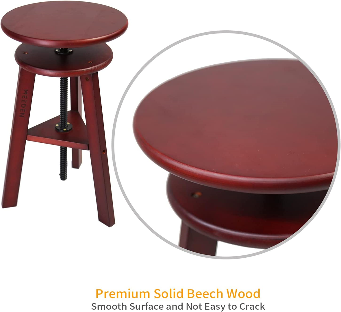 Sgabello Per Artisti In Legno Regolabile Colore Noce 22*30*48 Cm. — immagine 3
