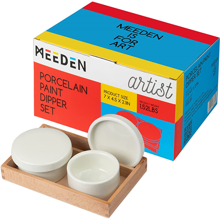 Set 2 Contenitori In Porcellana Con Coperchio Con Vassoio In Legno Di Faggio