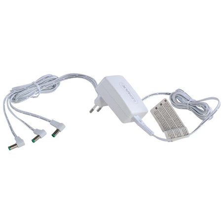 Power Adaptor, 4.5v, White, 3-Output, Fixed Plug, Gs