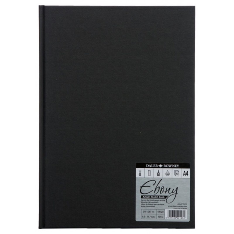 Daler Rowney - Sketchbook Block Black A4-Portrait Sheets 150 62 Gm2 Smooth Grained Hardcover