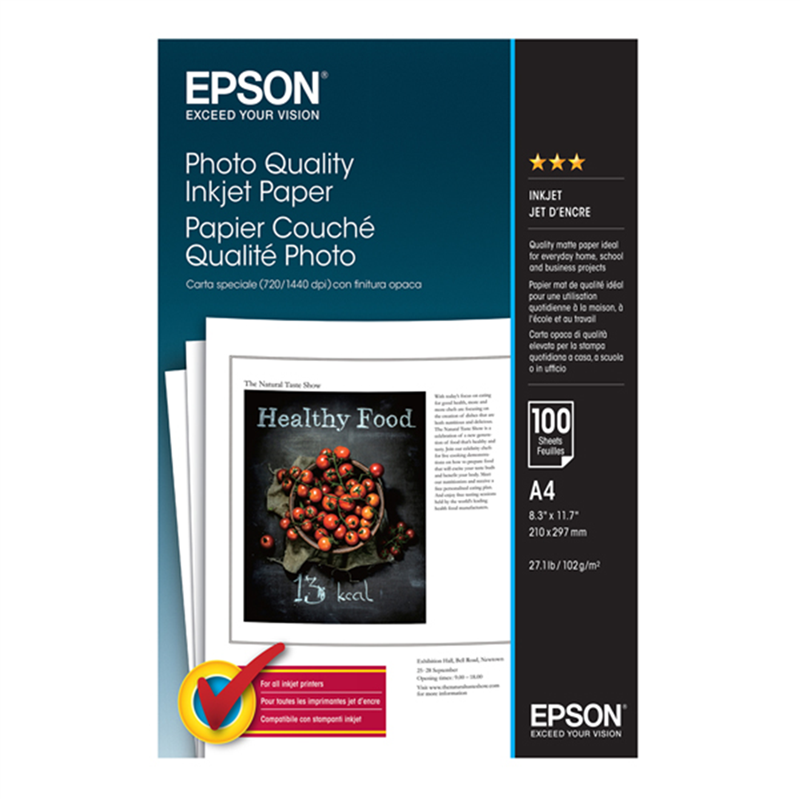 - Photo Quality Inkjet Paper - A4 - 100 Sheets - C13s041061 | Epson