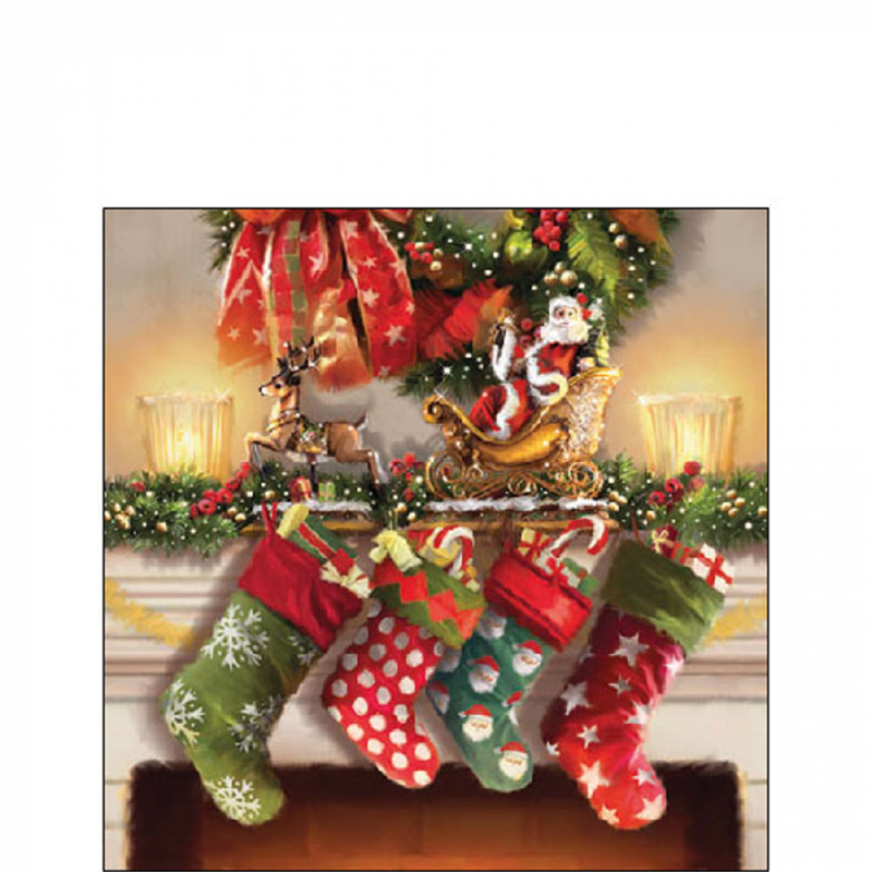 Tovagliolo Natale 25x25 Ambiente Hanging Stockings | Ambiente Europe B.v.