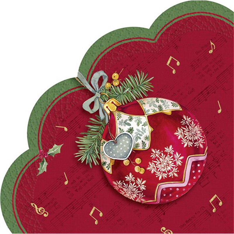 Tovagliolo Carta Tondo 34cm Natale Christmas Bauble Red | Schonhuber Spa - ag