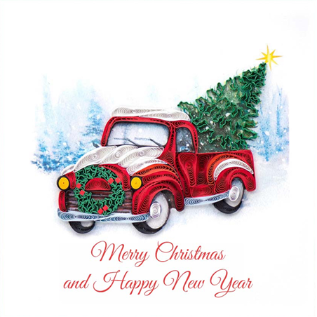 Biglietto Auguri Quilling  Fatto A Mano Natal Xmas Truck