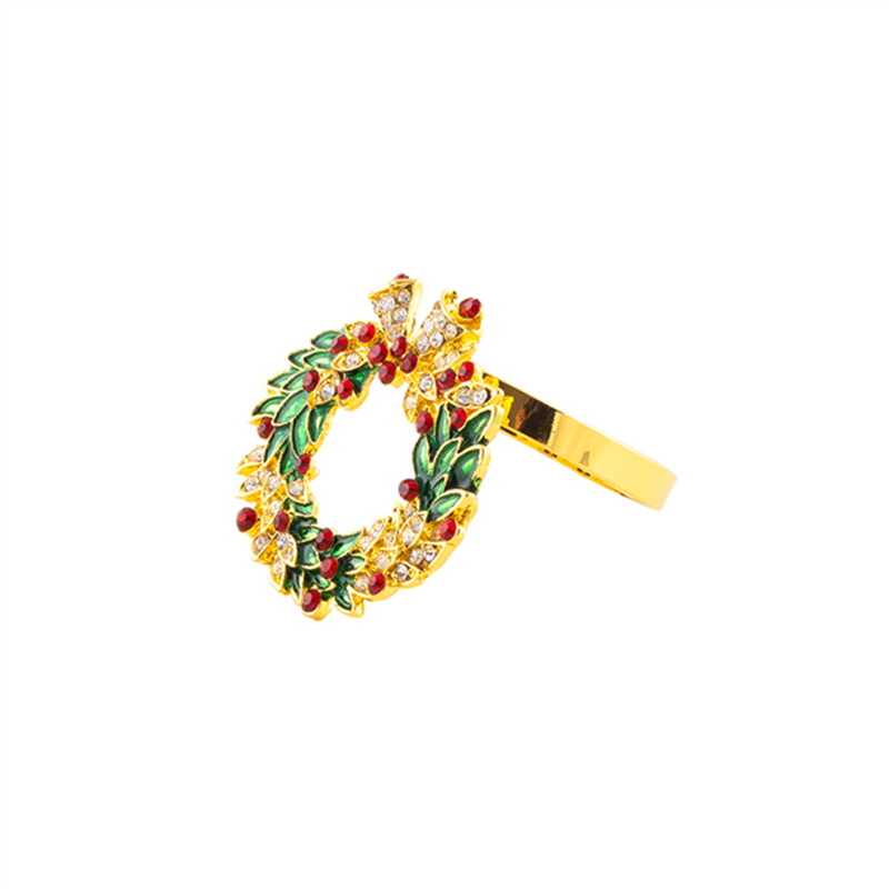 Portatovagliolo Strass Corona Natale 4.8cm Oro Verde Rosso | Selezione Vertecchi