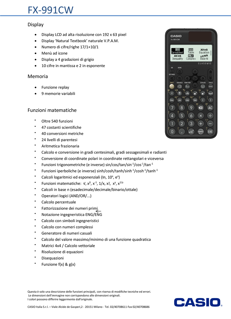 Calcolatrice  Fx-991cw — immagine 3