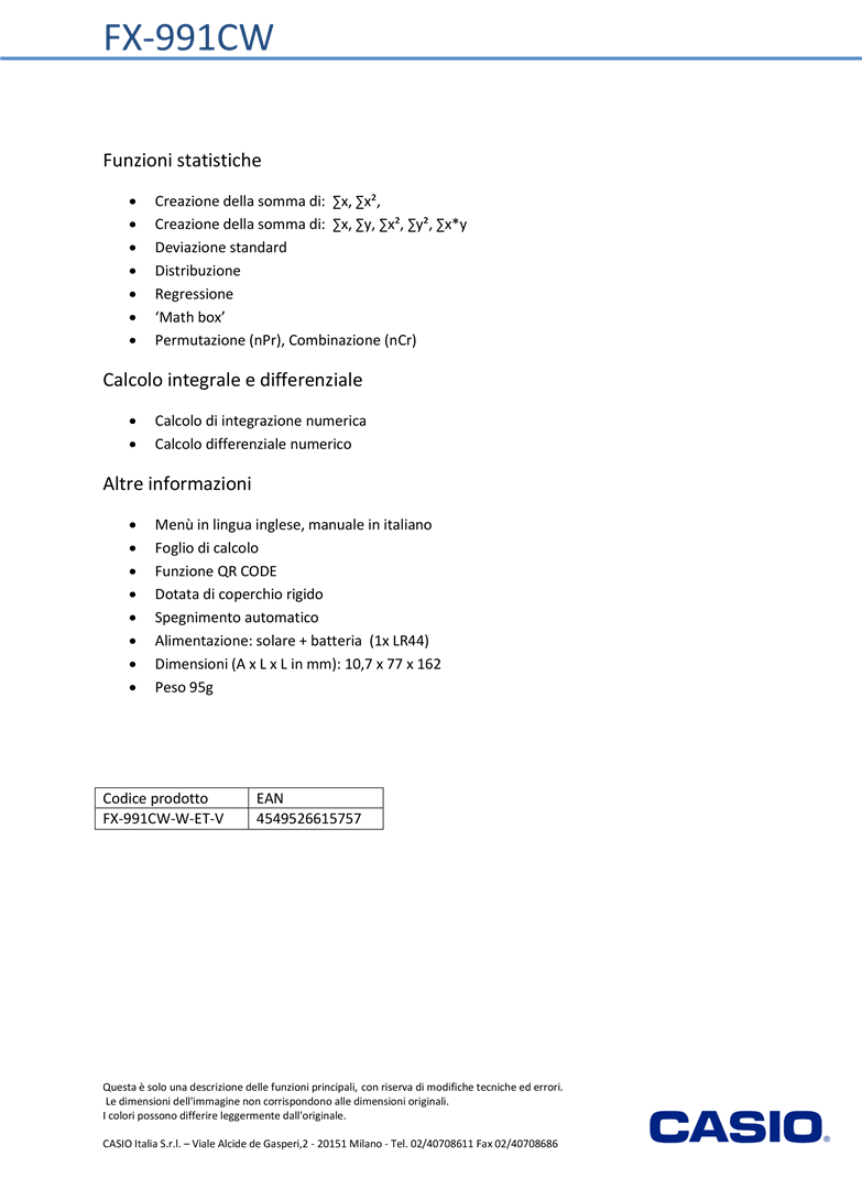 Calcolatrice  Fx-991cw — immagine 4