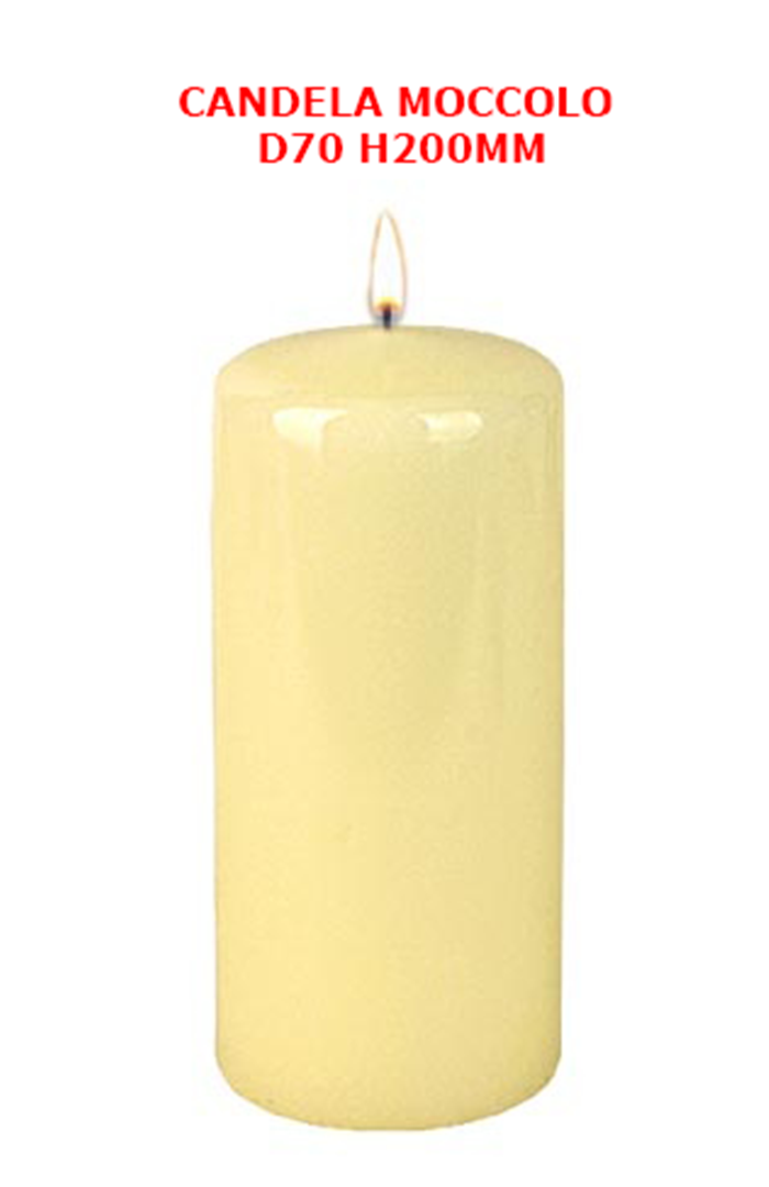Candela Moccolo Opaco D70 H200mm Rosso — immagine 2