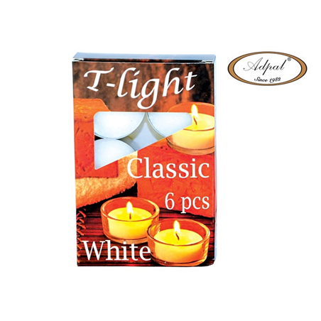 T-Light D38mm  H 14mm 14gr Bianco 6pz