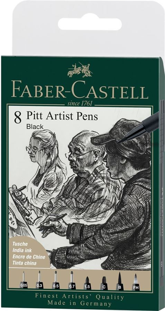 Set 8 Pitt Artist Pen Colore Nero — immagine 2