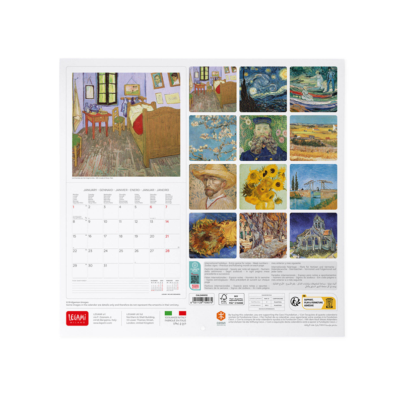 Calendario Da Parete 30x29 Fotografico Vincent Van Gogh | Legami