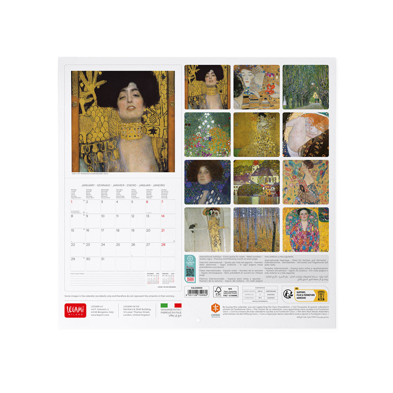 Calendario Da Parete 30x29 Fotografico Gustav Klimt | Legami