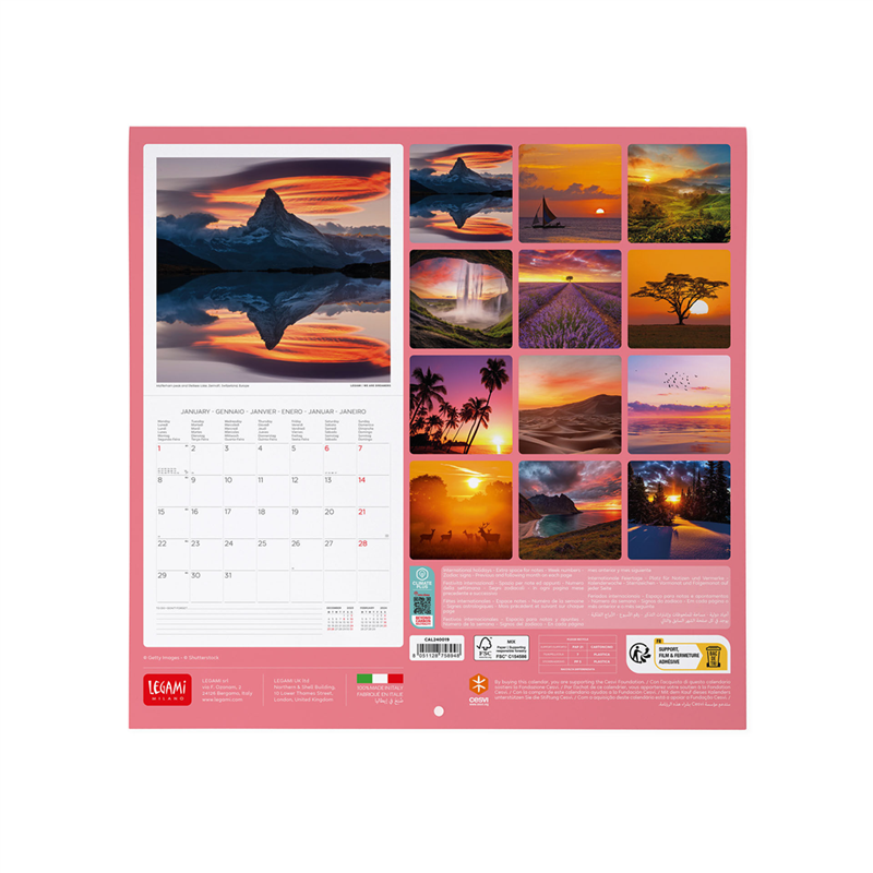 Calendario Da Parete 30x29 Fotografico Sunsets | Legami