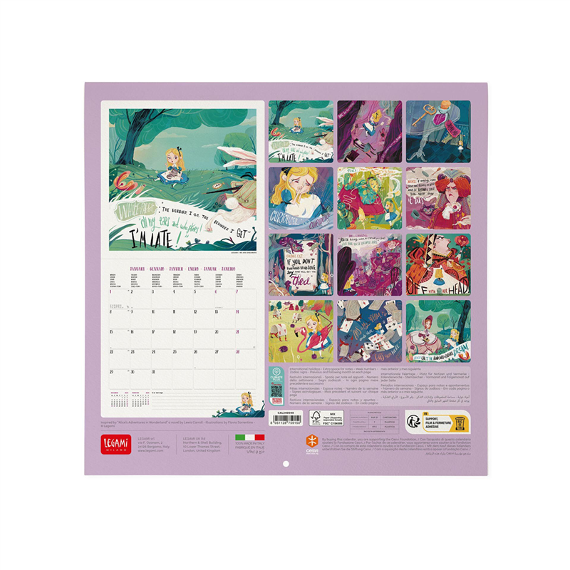 Calendario Da Parete 30x29 Special Edition Alice In Wonderland | Legami