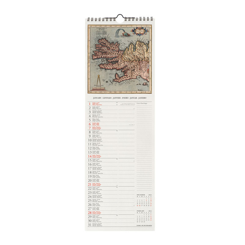Calendario Da Parete 16x49 Special Edition Vintage Maps | Legami