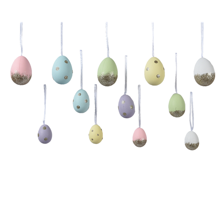 Deco Eggs D04x6cm Poly Pastel Glitter 12pcs | Kaemingk B.v.