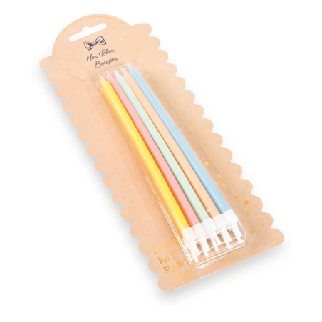 Candelina Torta Con Base 15cm 10pz Colori Pastello