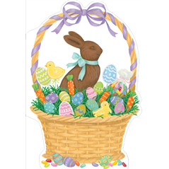 Biglietto Auguri Pasqua Chocolate Bunny Basket Easter | Caspari