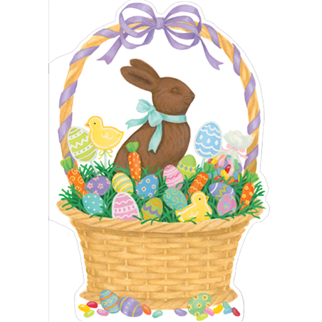 Biglietto Auguri Pasqua Chocolate Bunny Basket Easter | Caspari